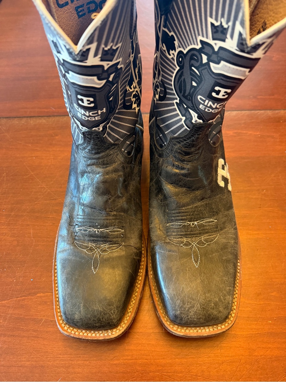 Cinch Black Leather Western Boots with Graphic Shaft